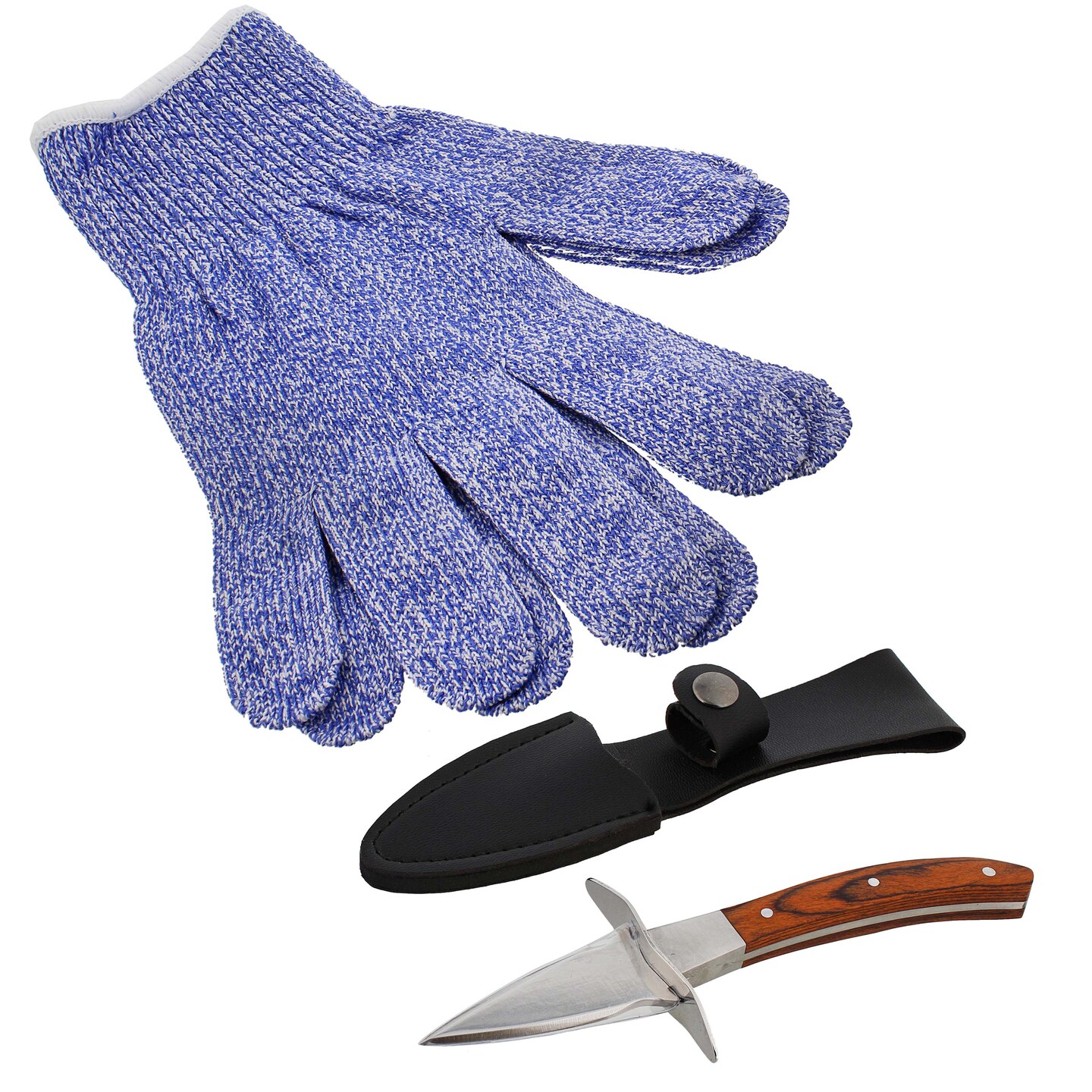 Potted Pans Oyster Shucking Kit with Gloves 6.5in Steel Oyster Knife with Pouch