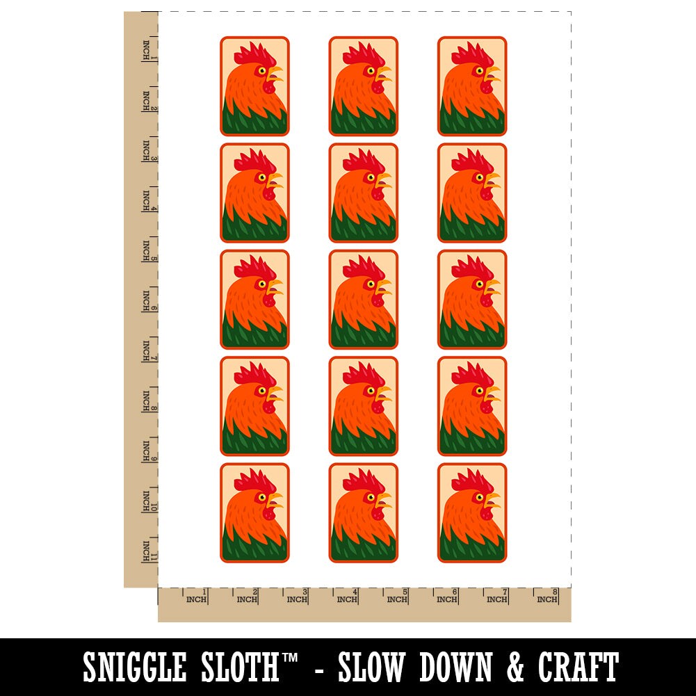 Rooster Chicken Portrait Temporary Tattoo Water Resistant Fake Body Art Set Collection (1 Sheet)