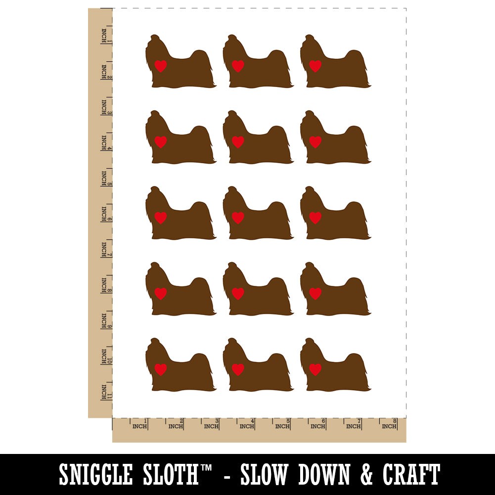 Shih Tzu Dog with Heart Temporary Tattoo Water Resistant Fake Body Art Set Collection (1 Sheet)