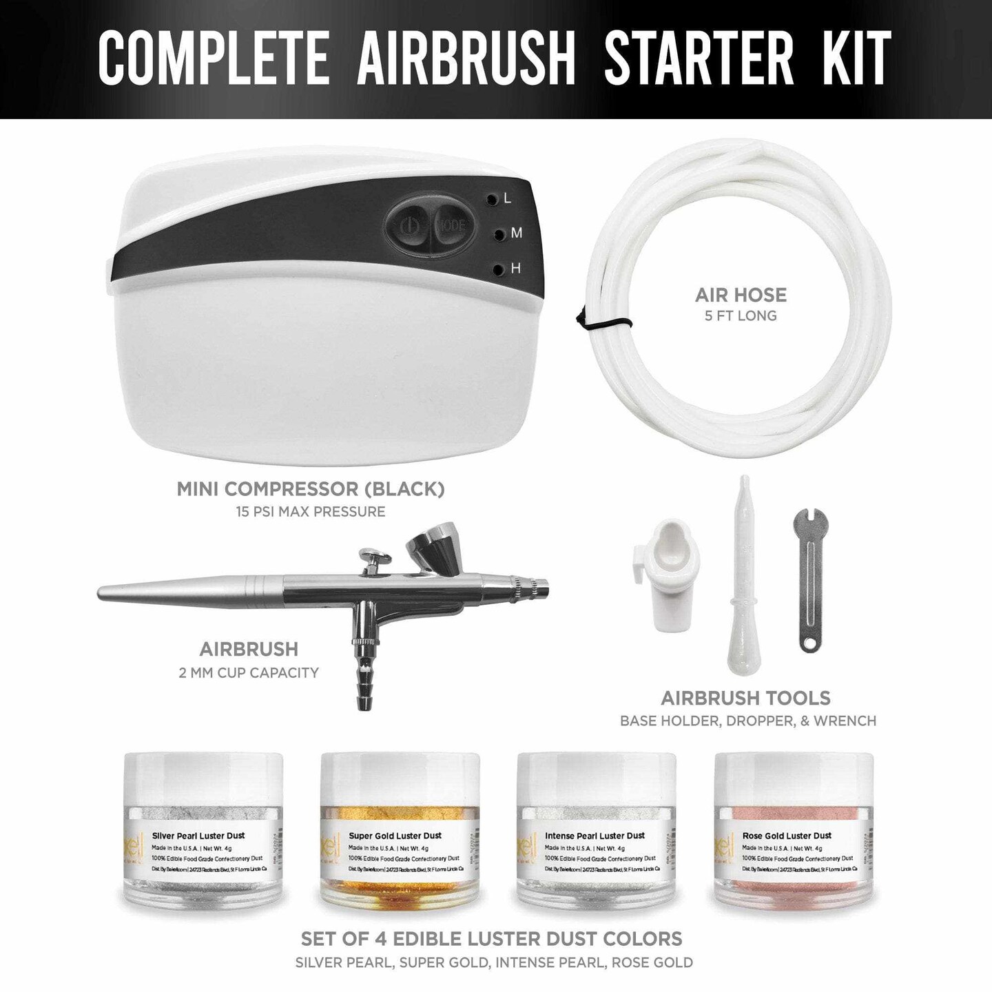 Airbrush Professional Series Bakell Airbrush Gun Kit (Classic Black)