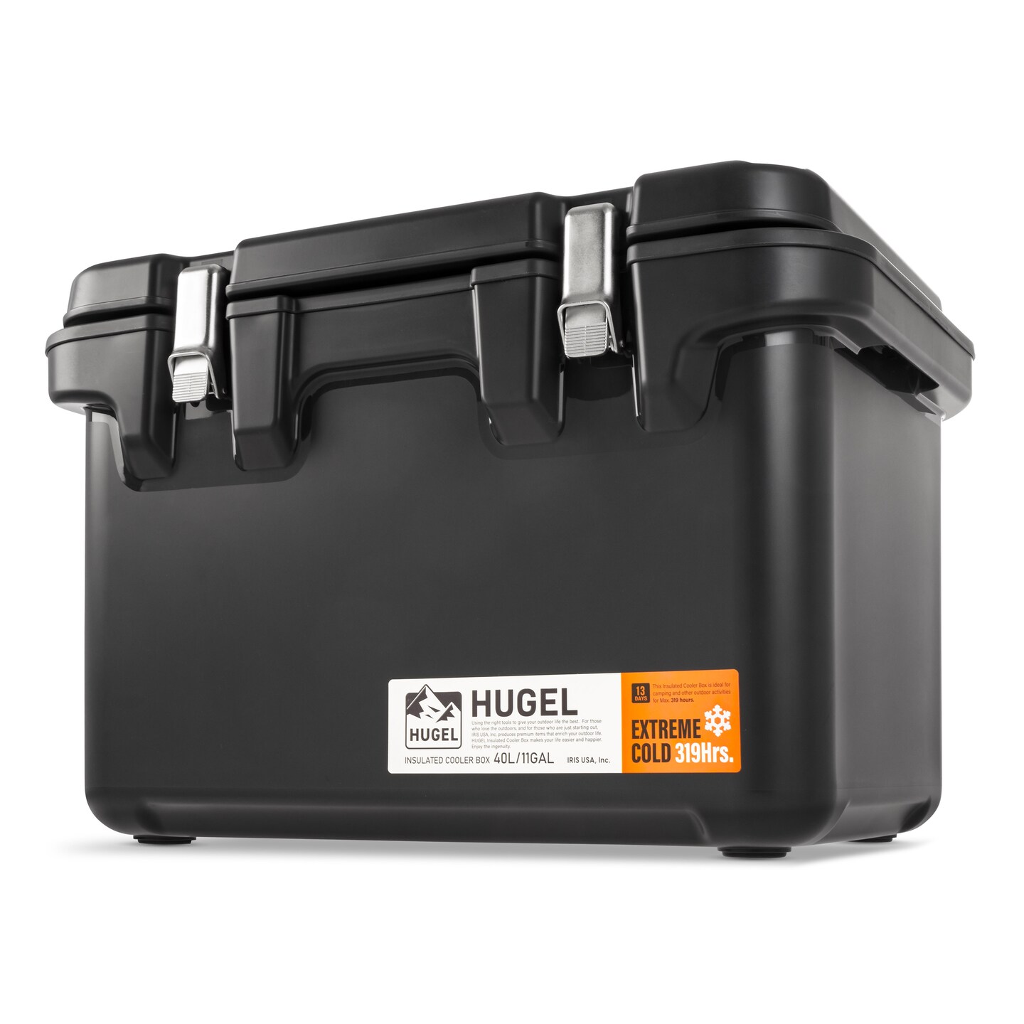 IRIS USA 44 QT Insulated Extremely Cold Cooler Box, 13 Day Ice Retention, Heavy Duty Cooler with Secure Metal Buckles and Vacuum-Insulated Panels, 1 Pack, Durable Ice Chest with Built-in Handles, Gray