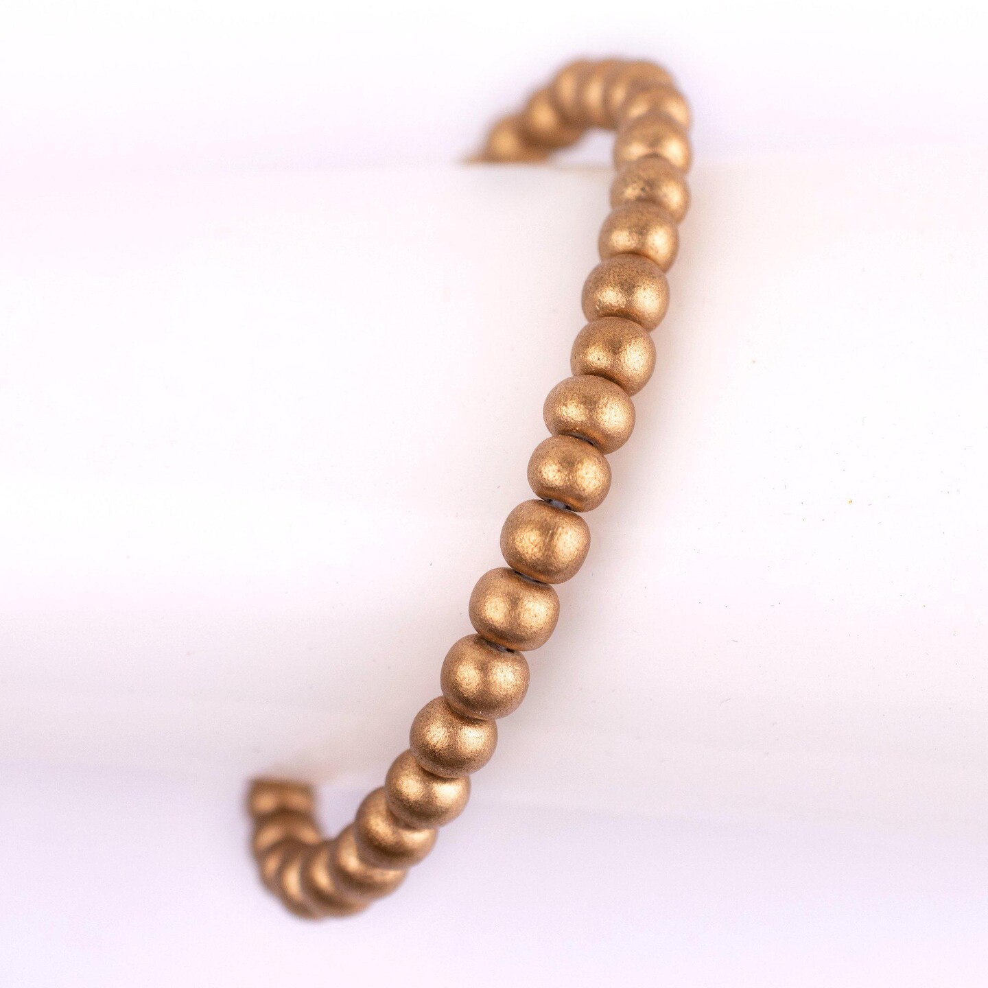 TheBeadChest Wood Stretch Bracelet, Gold - Stackable Beaded Jewelry, Unisex for Men &#x26; Women