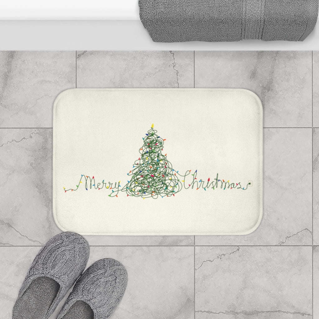 Holiday Christmas Tree Lights Bath Mat Home Accents