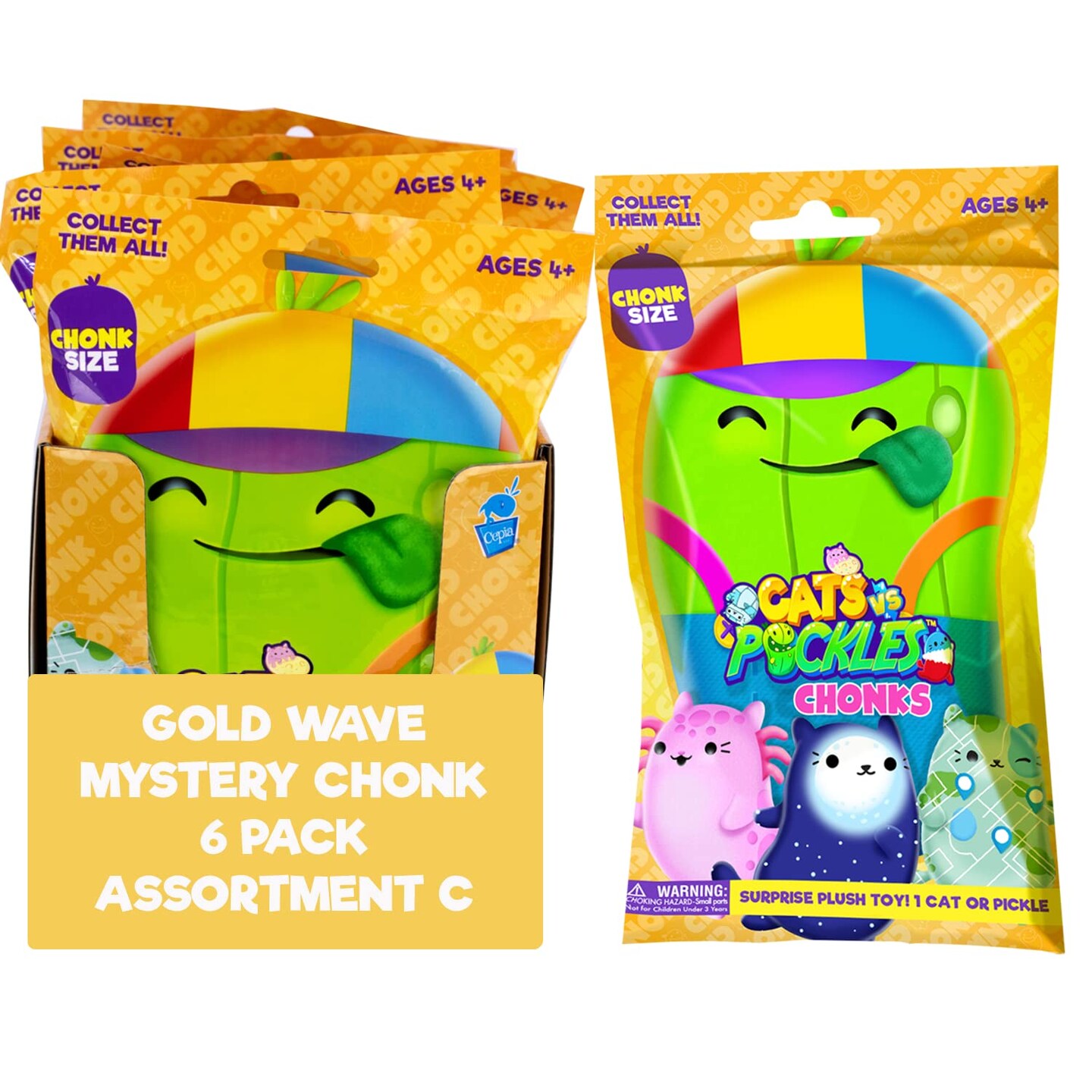 Cats vs Pickles - Chonks - Mystery Bags - 6pk Set C - Gold Wave