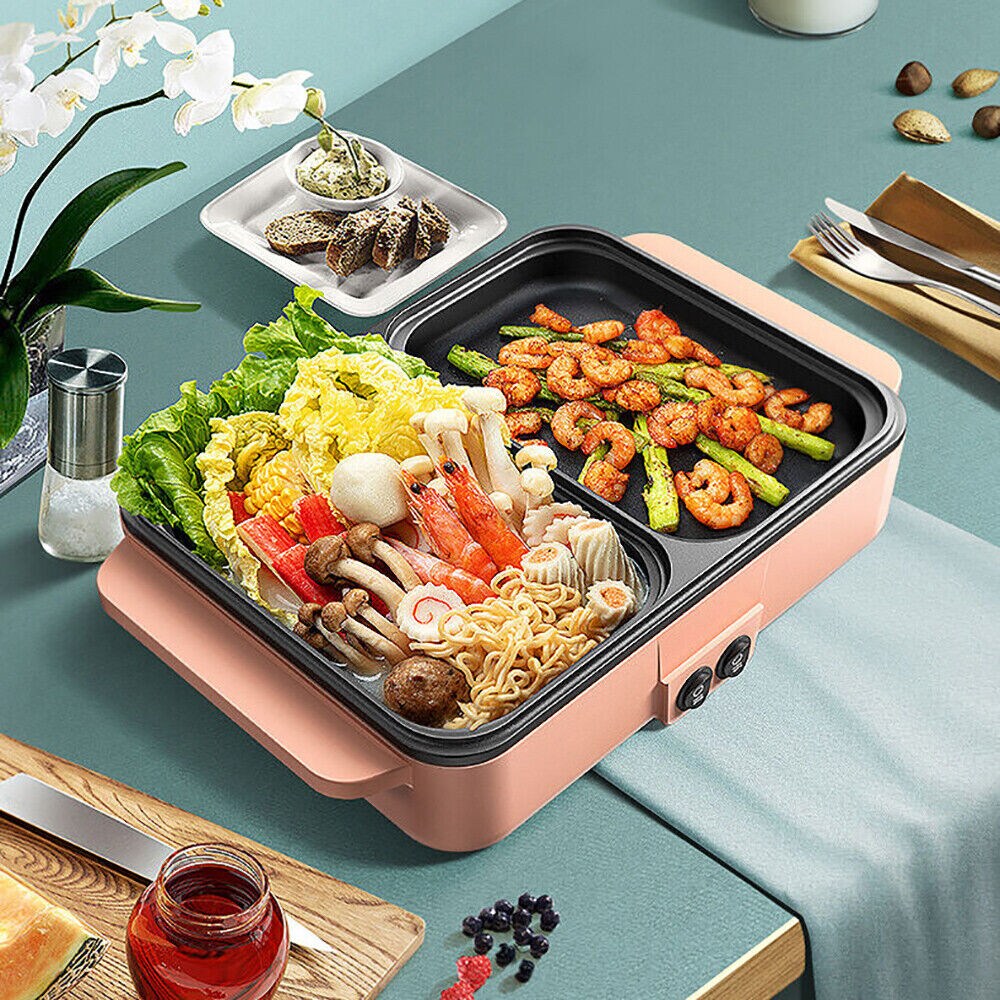 Kitcheniva 2 in 1 Electric Smokeless BBQ Grill Pan