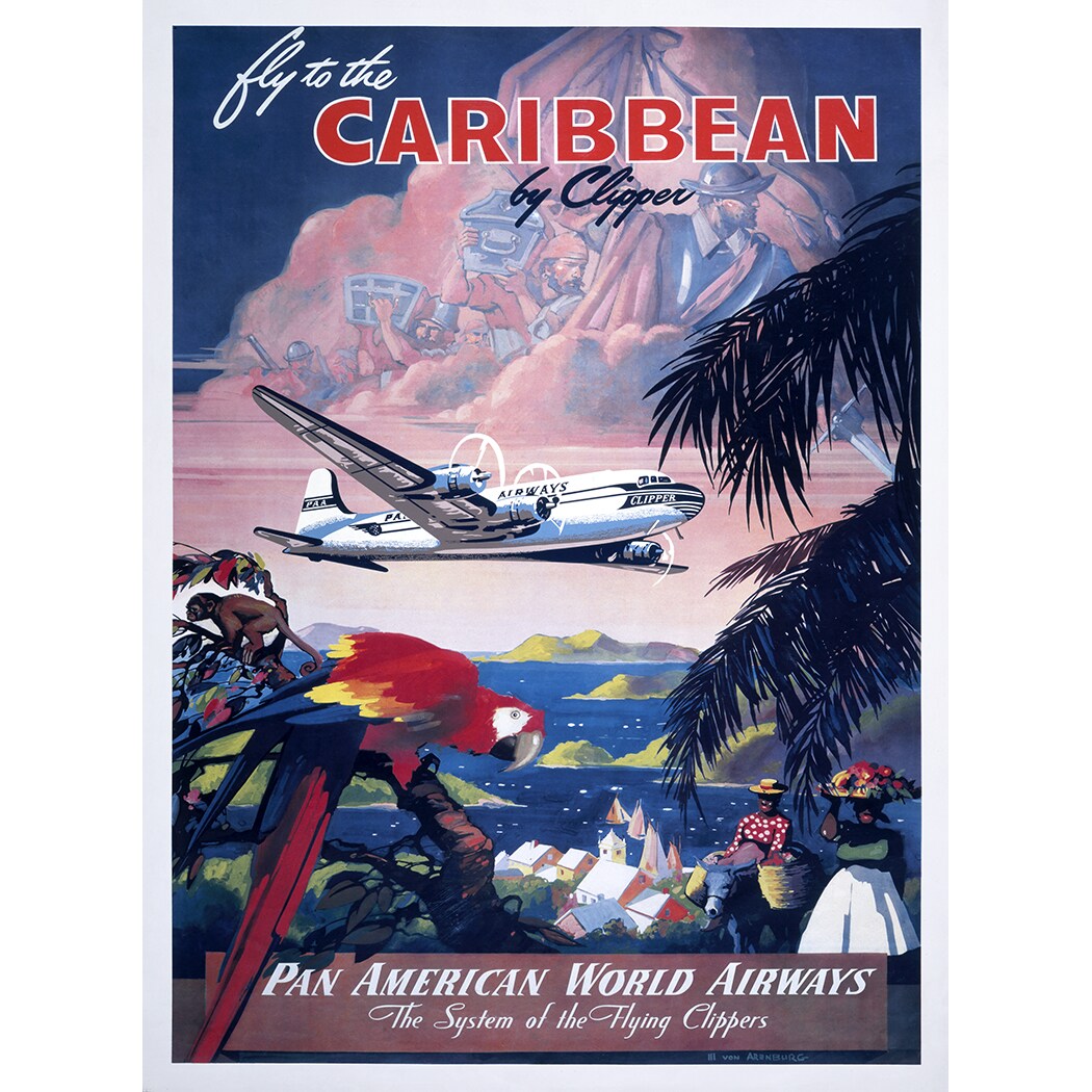 Caribbean - Pan Am Clipper - Vintage Travel Poster Prints | MakerPlace ...