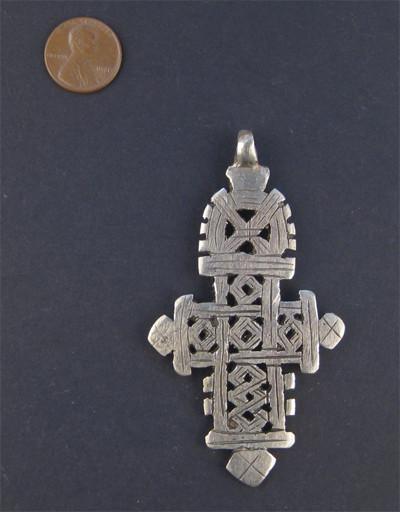 Silver Ethiopian Coptic Cross Pendant, African Abyssinian Design, Orthodox Christian Pendant for Jewelry, The Bead Chest