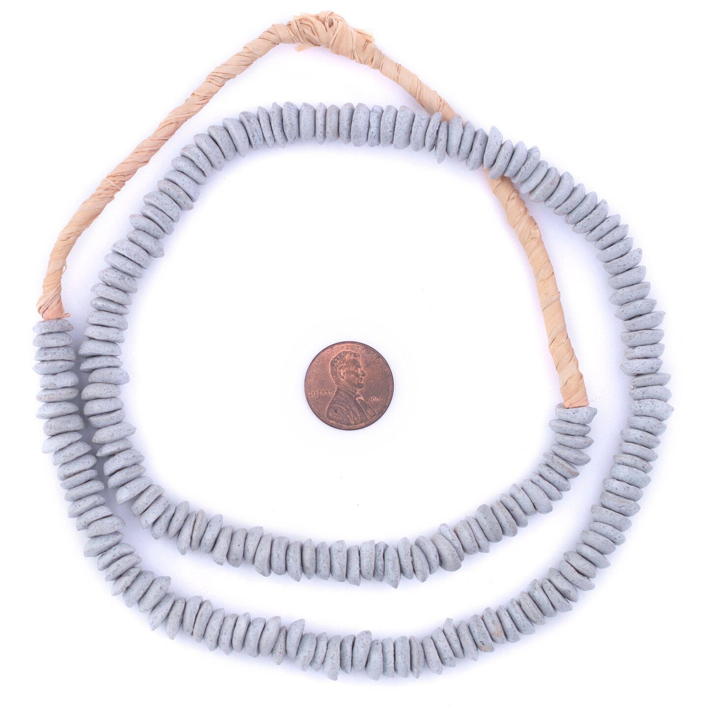 TheBeadChest Light Grey Ashanti Glass Saucer Beads (10mm)