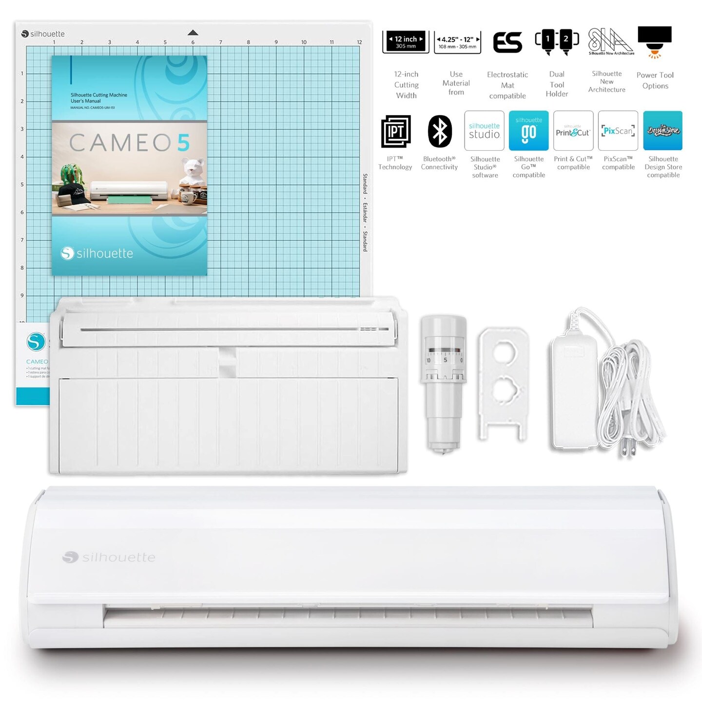 Silhouette White Cameo 5 w/ 8-in-1 Turquoise Heat Press &#x26; Siser HTV