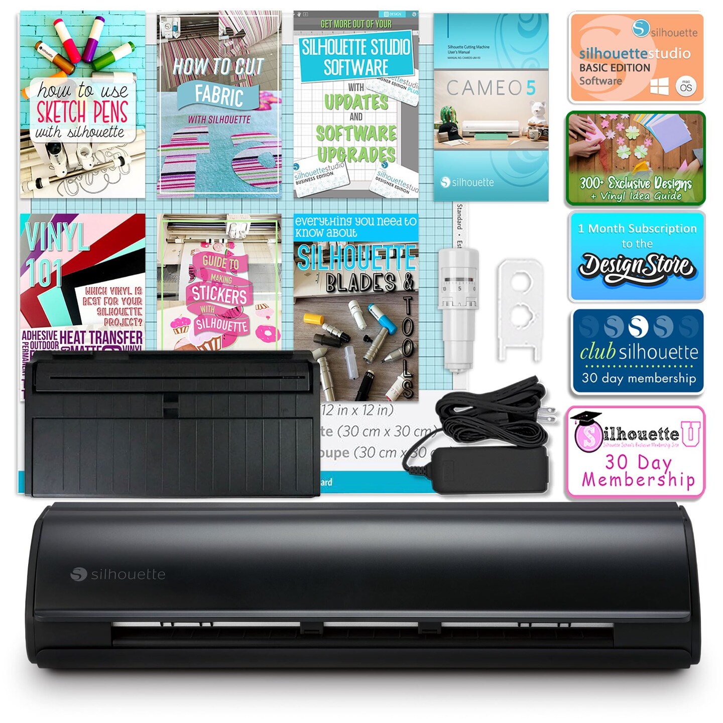 Silhouette Black Cameo 5 Business Bundle w/ Vinyl, Guides, Software, Tools