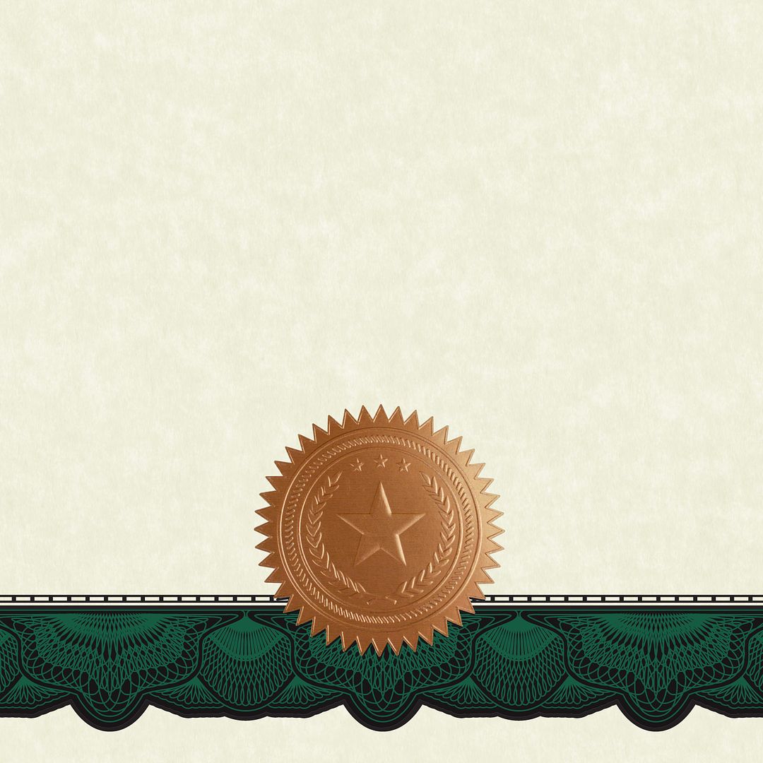 Great Papers! Cambridge Certificates with Copper Seal, Green Border, 8.5&#x22; x 11&#x22;, Printer Compatible, 10 Count