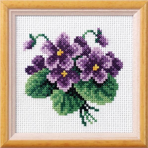 Stamped Cross stitch kit &#x22;Violets &#x22; 7518