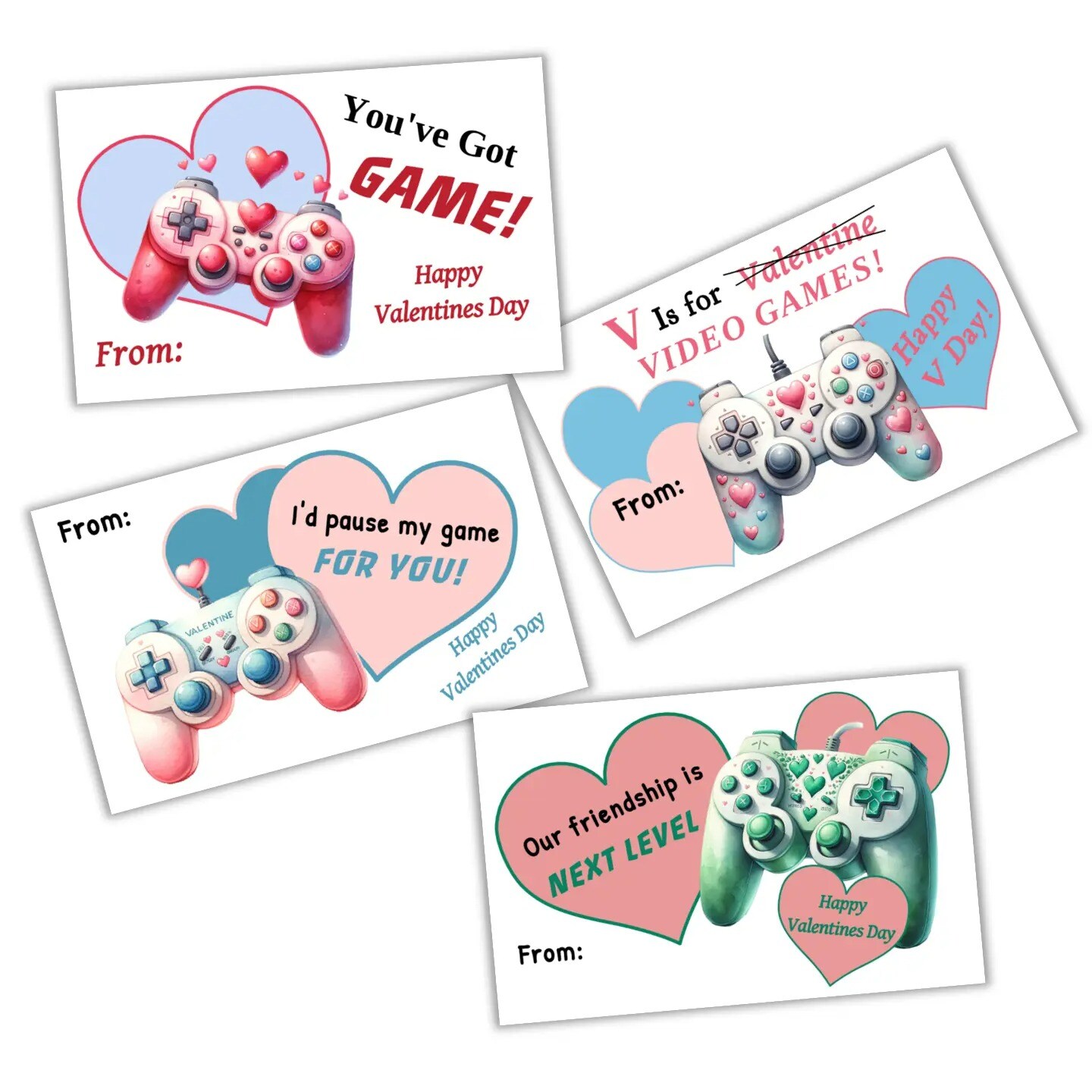 24 Video game Valentines Day Cards for Kids Valentine Card for School Class