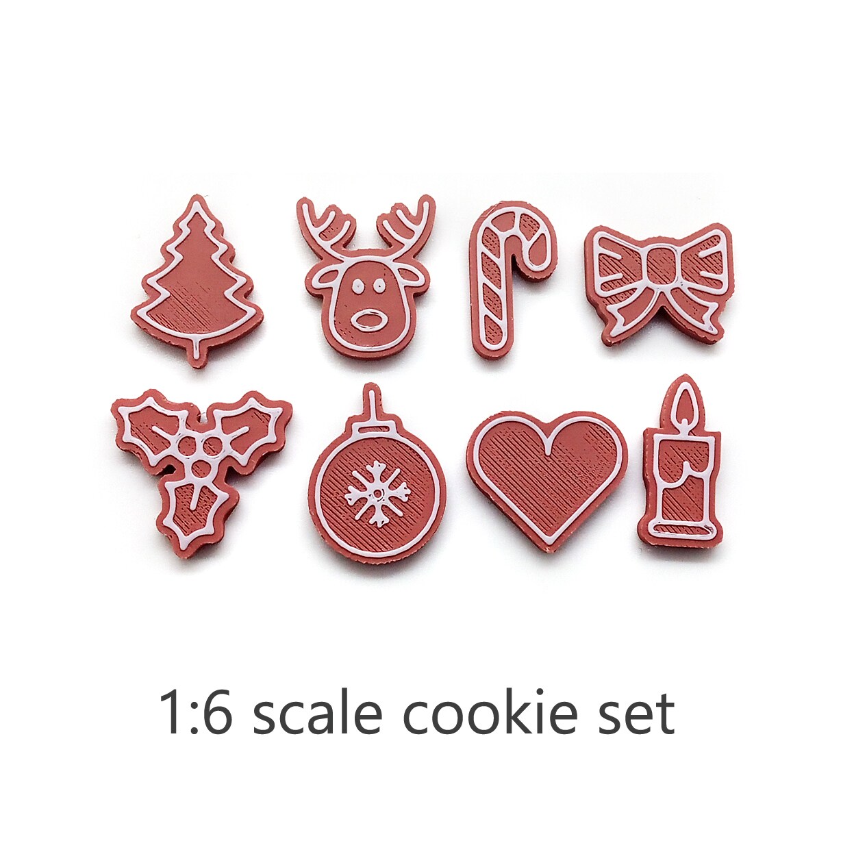Miniature Gingerbread Cookies, 1:6 Scale Dollhouse Christmas Food, Set of 8, Adorabilities