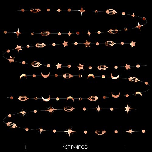 Eid Mubarak Ramadan Decorations Hanging Star Moon Circle Dot Crescent Lamp Garland Streamer Backdrop Banner Decorations for Home Happy Ramadan Islam Muslim Wedding Birthday Party