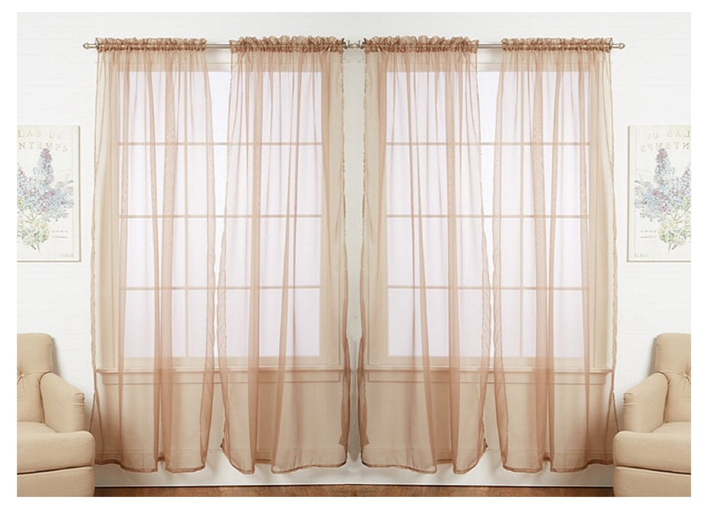 J&V TEXTILES 4-Pack Value: Solid Sheer Window Curtain Panels