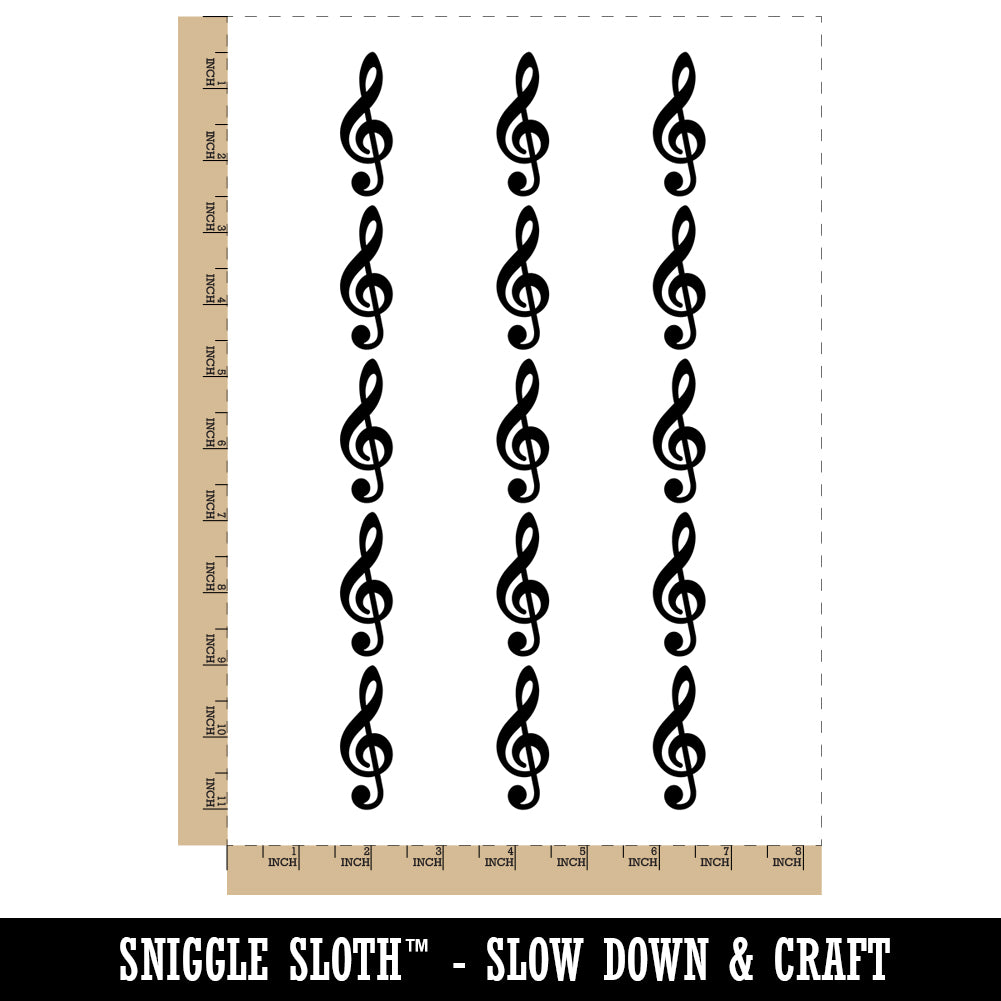 Treble Clef Music Temporary Tattoo Water Resistant Fake Body Art Set Collection (1 Sheet)
