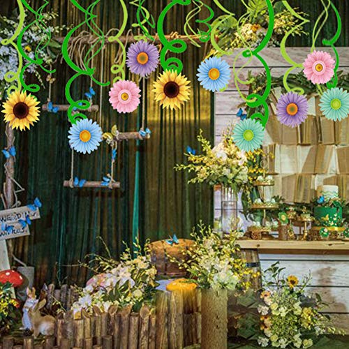 30 Pieces Autume Summer Spring Sun Flowers Hanging Swirl Decorations,Themed Birthday Party,Party Supplies,Ceiling Decorations for Girls,Boys,Kids, Bedroom,Classroom,Baby Shower