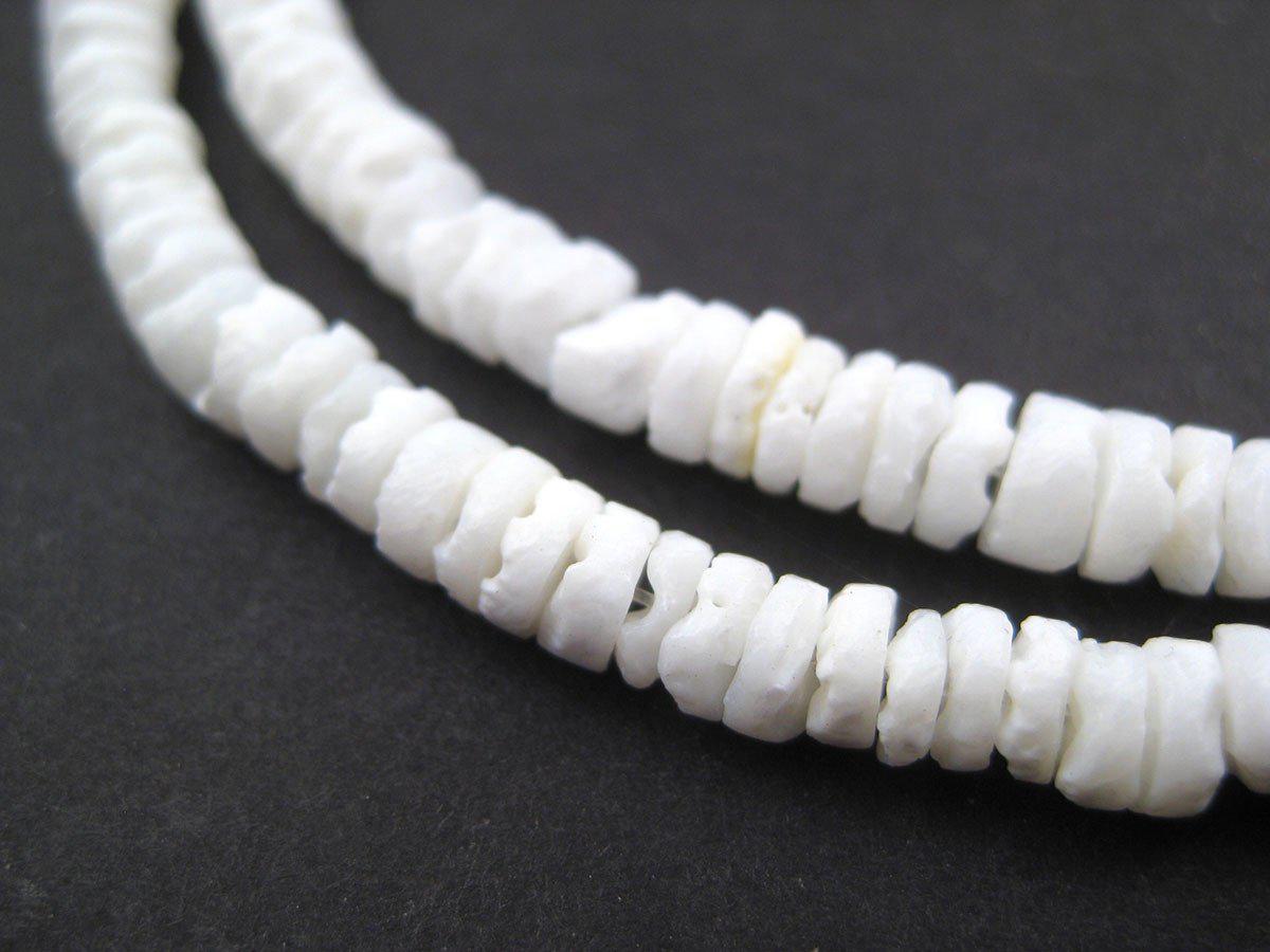The Bead Chest Matte White Natural Shell Heishi Beads 5mm 26 Inch Strand