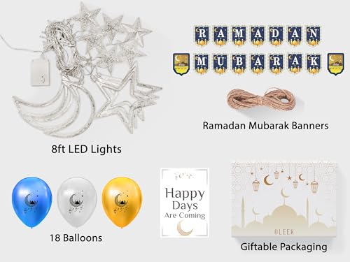 Ramadan decorations for home 2024 - Ramadan decorations set ( lights -Ramadan banner and balloons )&#x26; Eid decoration -Ramadan gifts for kids Ramadan decor &#x632;&#x64A;&#x646;&#x629; &#x631;&#x645;&#x636;&#x627;&#x646; &#x643;&#x631;&#x64A;&#x645; &#x62F;&#x64A;&#x643;&#x648;&#x631;