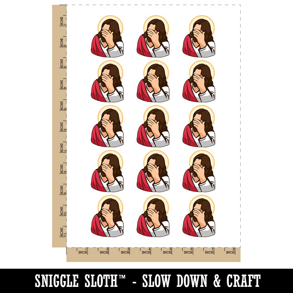 Disapproving Jesus Face Palm Temporary Tattoo Water Resistant Fake Body Art Set Collection (1 Sheet)