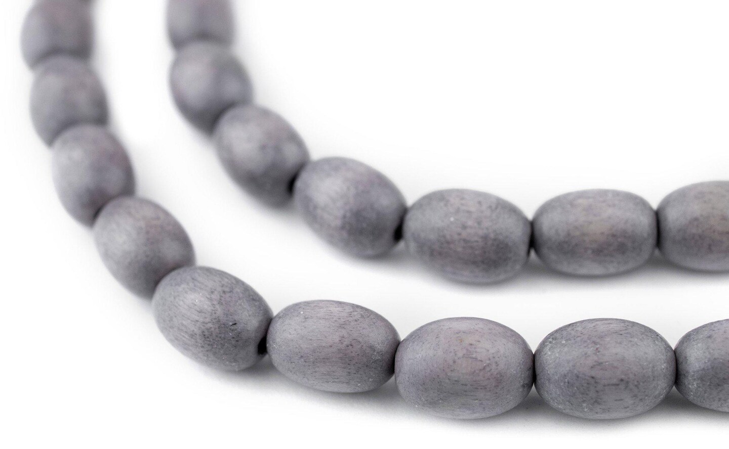 The Bead Chest Grey Oval Natural Wood Beads (15x10mm): Organic Eco-Friendly Wooden Bead Strand for DIY Jewelry, Crafts, Necklace and Bracelet Making