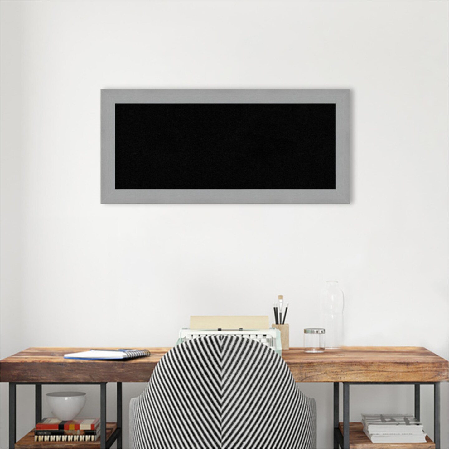 Brushed Framed Corkboard, Black Cork