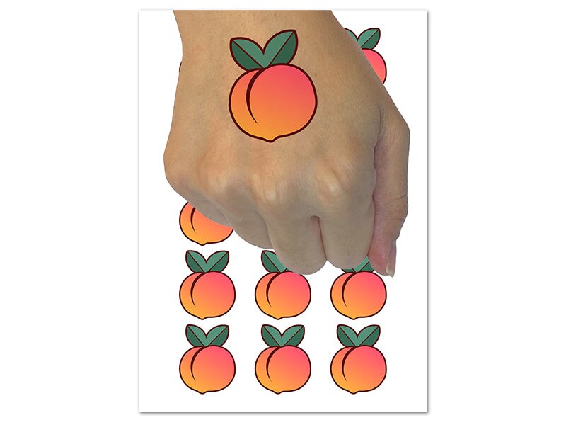 Plump Peach Temporary Tattoo Water Resistant Fake Body Art Set Collection (1 Sheet)