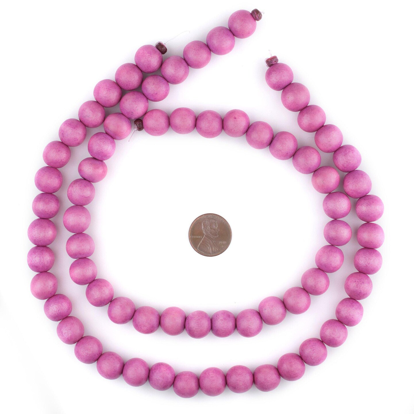 TheBeadChest 12mm Natural Round Wood Beads, Wooden Beads Loose Wood Spacer Beads for DIY Jewelry Making, 4 Sizes (8mm, 10mm, 12mm, 20mm) - Magenta