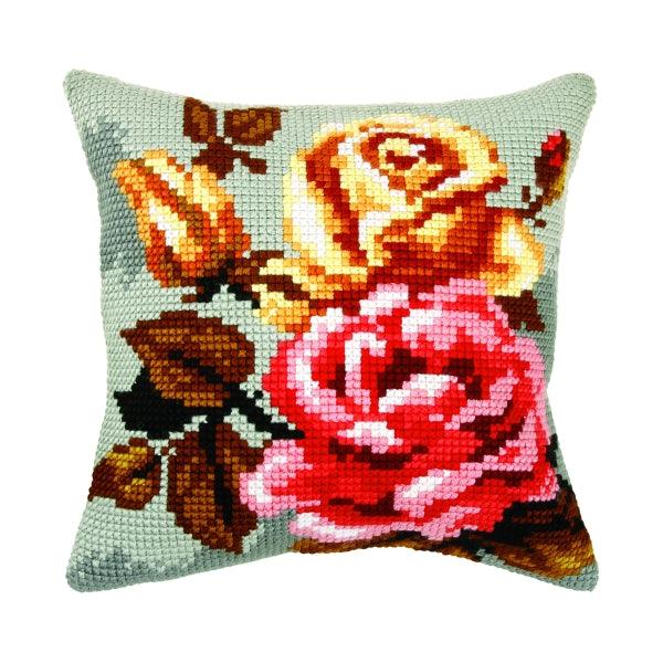 Cushion cross stitch kit  &#x22;Roses on the grey background&#x22; 9357