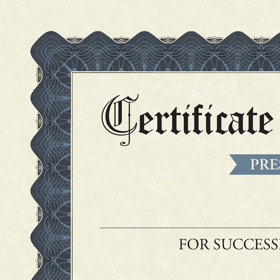 Great Papers! Certificate of Completion Fill-In, Stone Blue Border, 8.5&#x22; x 11&#x22;, Printer Compatible, 15 count