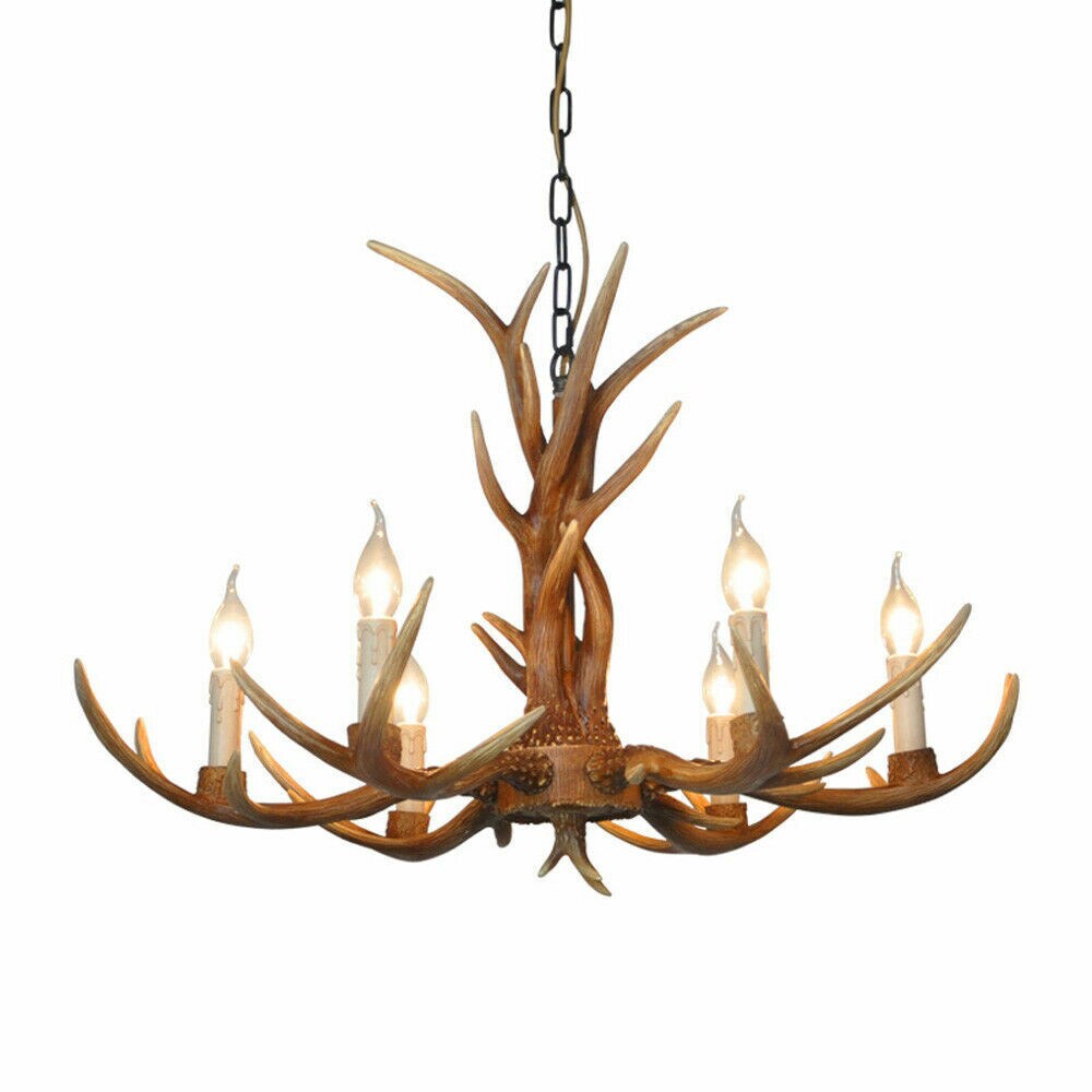 Kitcheniva 6-light Resin Antler Chandelier Log Pendant Light Fixture