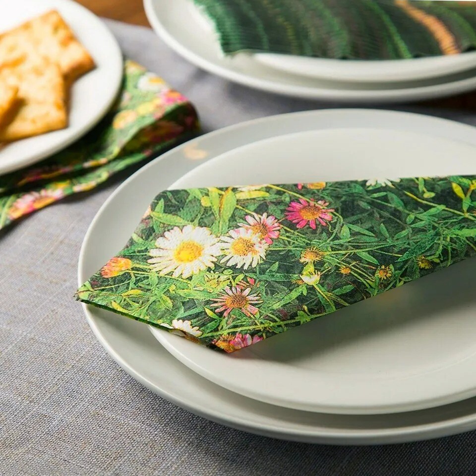 100 Pack Floral Paper Napkins