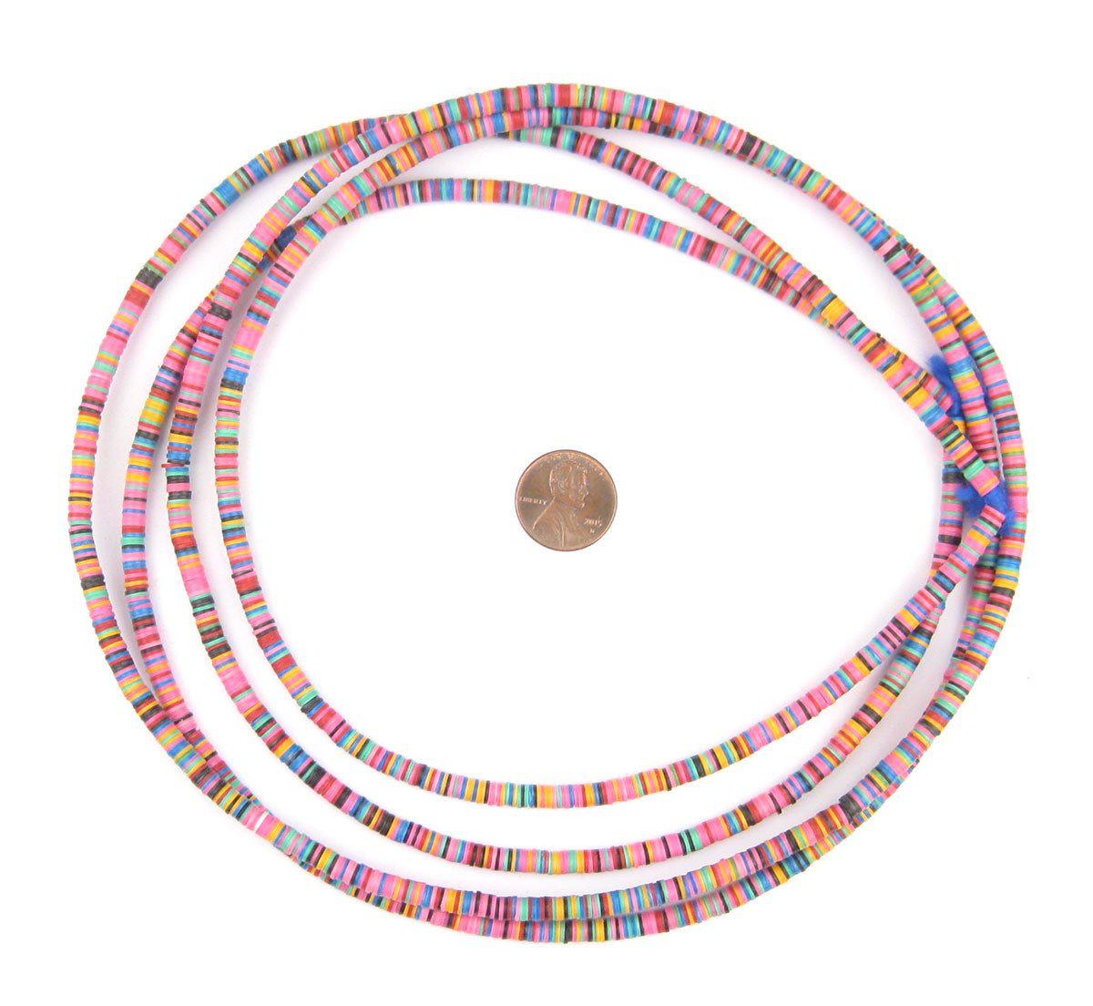 African Vinyl Beads, Ghana Vulcanite Crafts Supplies for DIY Jewelry Making, Necklaces, Bracelets (4mm, Multicolor)