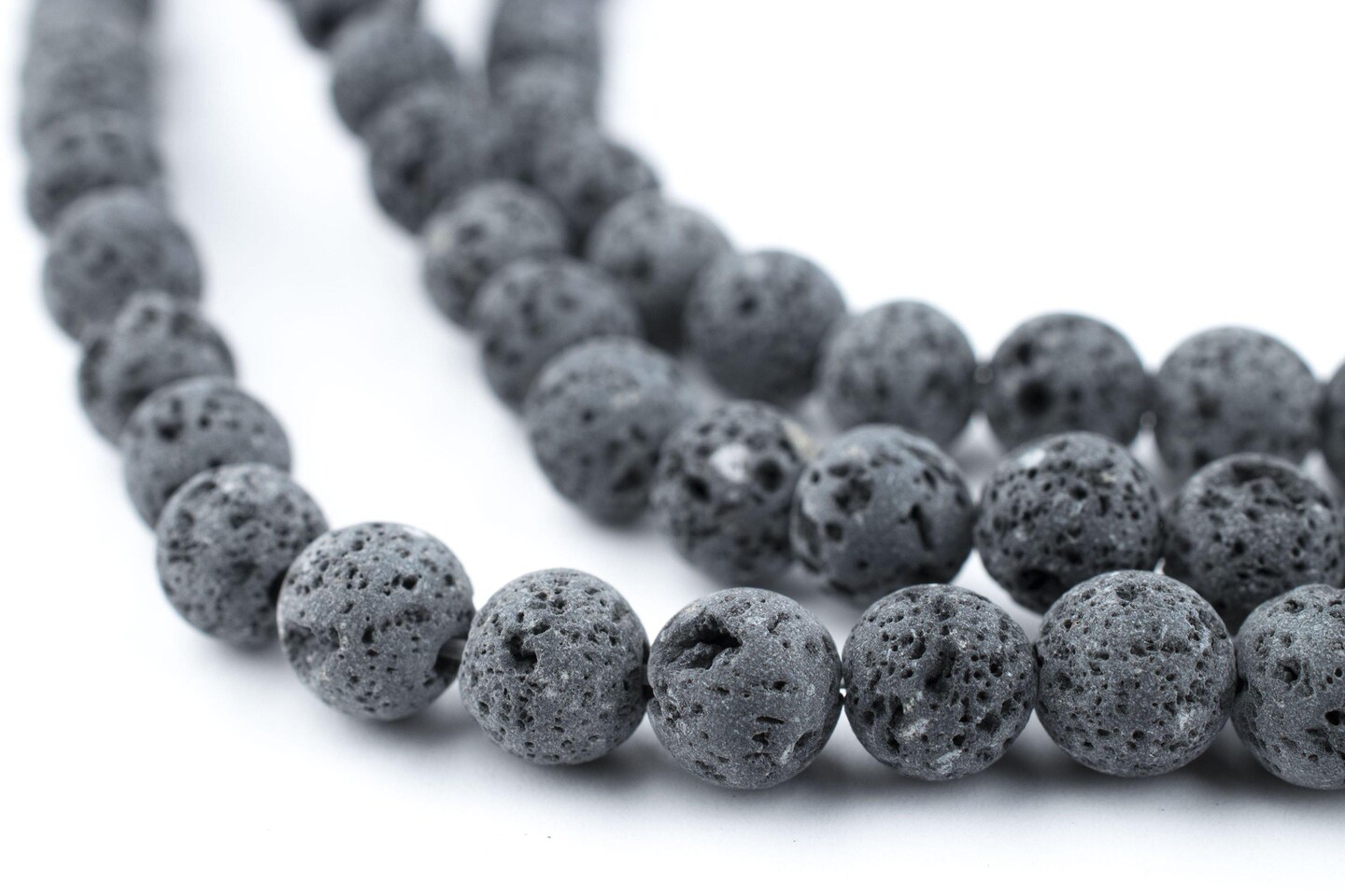 TheBeadChest Grey Volcanic Lava Beads (6mm): Organic Gemstone Round Spherical Energy Stone Healing Power Crystal for Jewelry Bracelet Mala Necklace Making