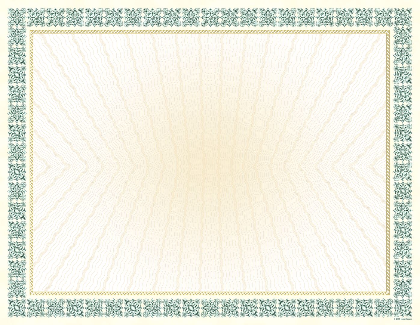 Great Papers! Westminster Certificate with Foil, Green Border, 8.5" x 11", Printer Compatible, 15 Count