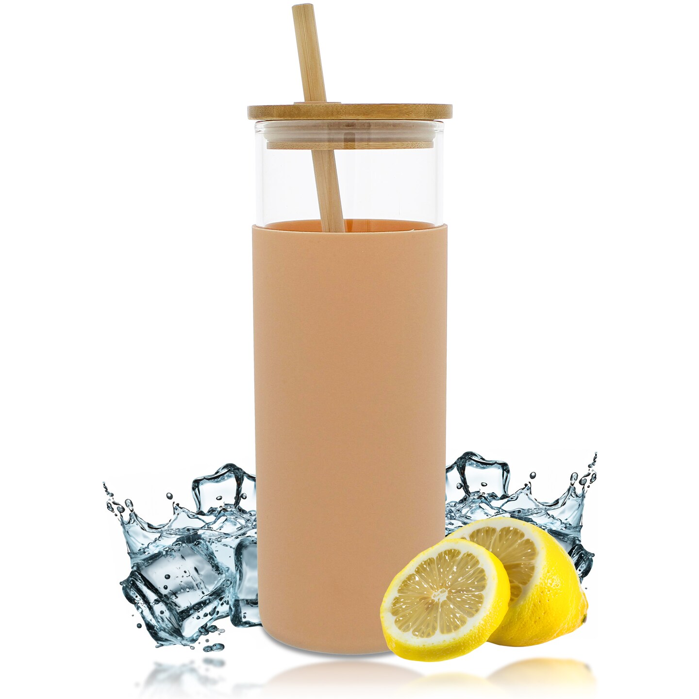 Potted Pans 20oz Clear Glass Water Bottle - Drink Glass Bottle Straw and Lid