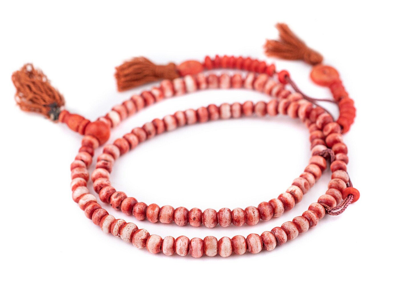 TheBeadChest Red Rustic Bone Mala Beads (6mm)