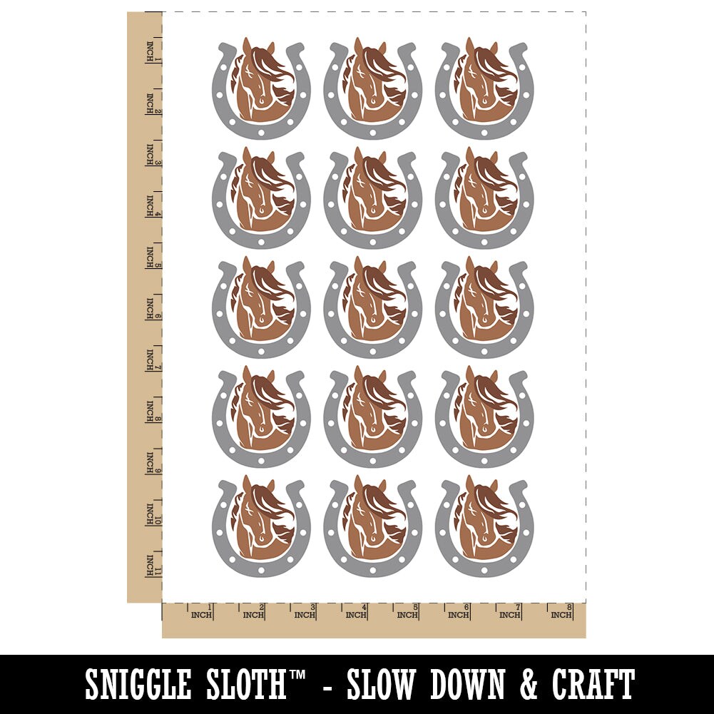 Horse in Horseshoe Temporary Tattoo Water Resistant Fake Body Art Set Collection (1 Sheet)