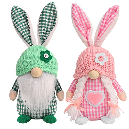 Easter Gnomes Decorations, 2 Pcs Plush Easter Bunny Handmade Swedish Tomte Elf Stuffed Doll Rabbit Gifts Cute Easter Faceless Dwarf Bunny Household Ornaments, Home Decor