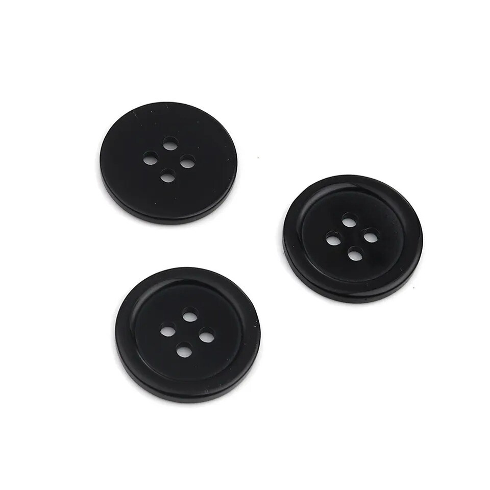 1 Inch Buttons 25mm Sewing Flatback Button Black 50pcs