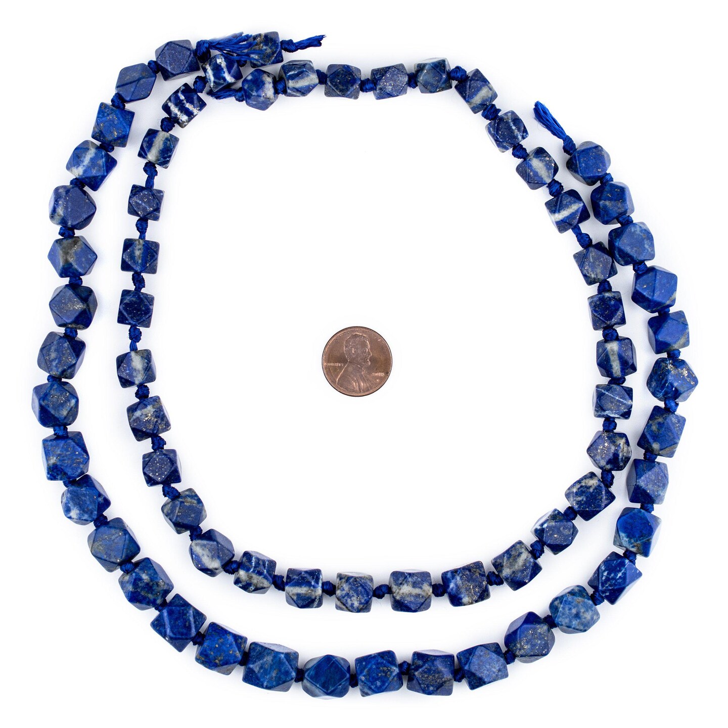 The Bead Chest Cornerless Cube Lapis Lazuli Beads 9-14mm Afghanistan Blue Faceted Gemstone Large Hole 18 Inch Strand