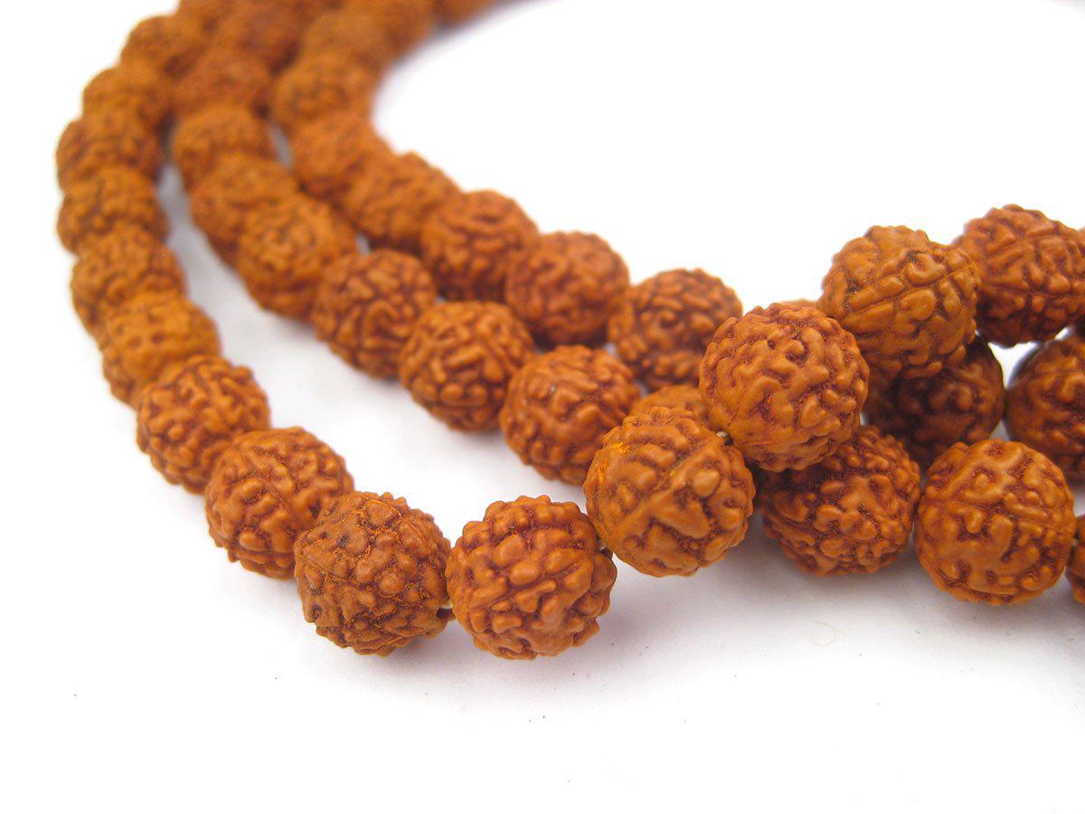 The Bead Chest 8mm Rudraksha Mala Beads - 108 Authentic Nepali Prayer Rosary Beads