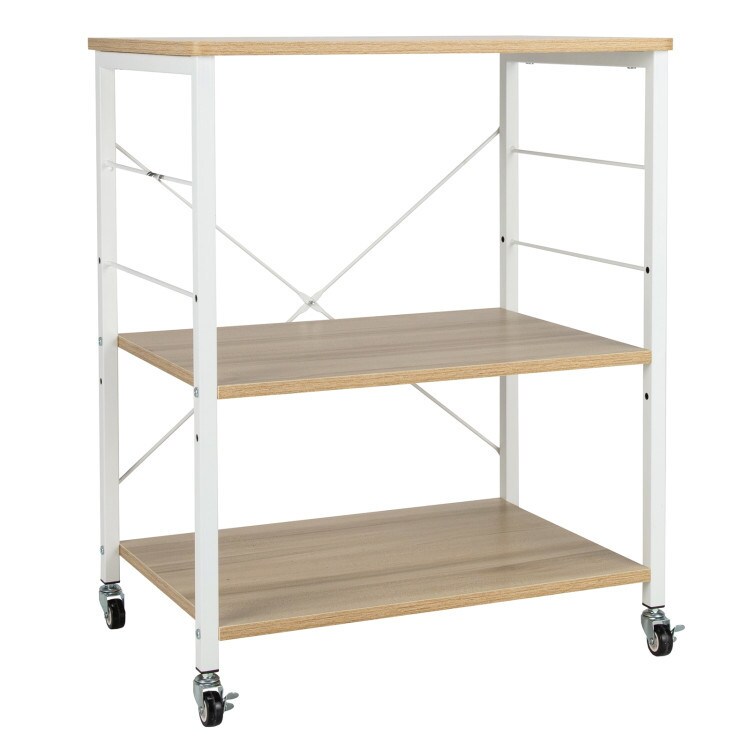 Kitchen Helper Oven Storage Cart 3-Tier Kitchen Baker&#x27;s Rack With Hooks
