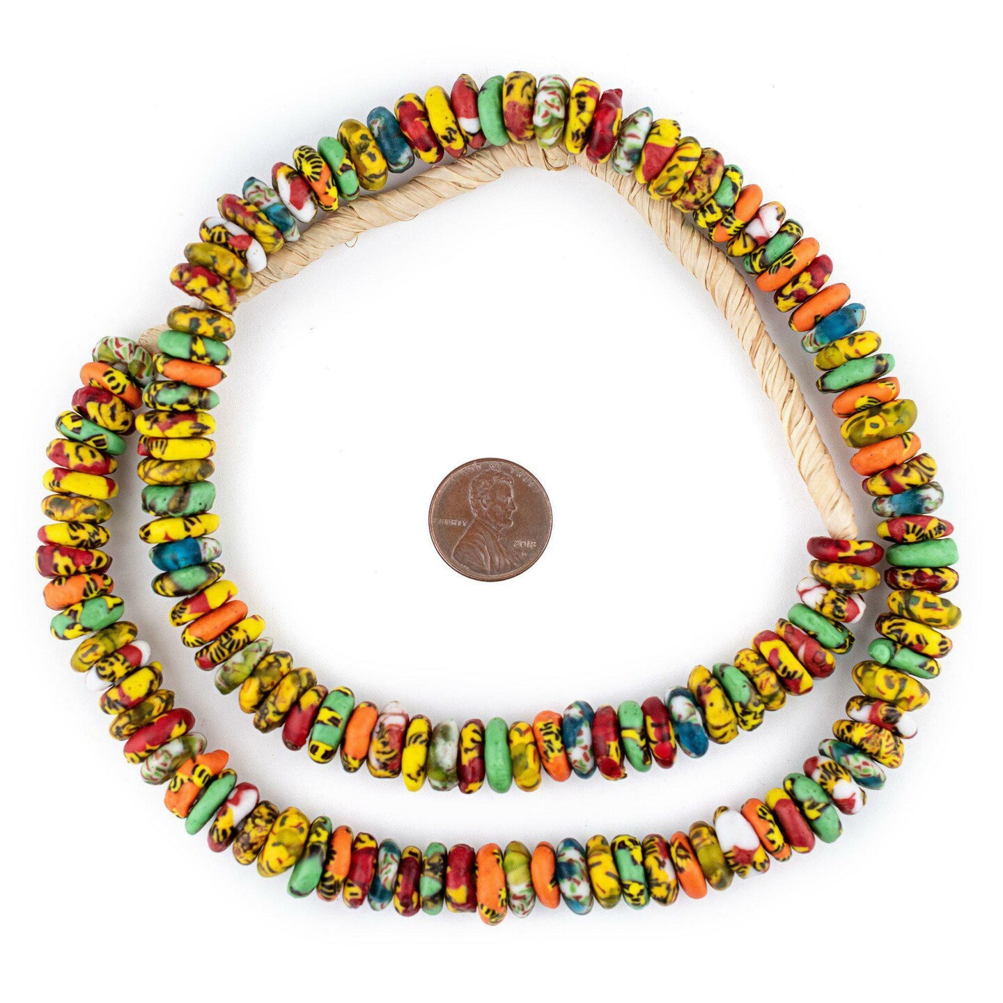 TheBeadChest Sunyani Medley Fused Rondelle Recycled Glass Beads (11mm)