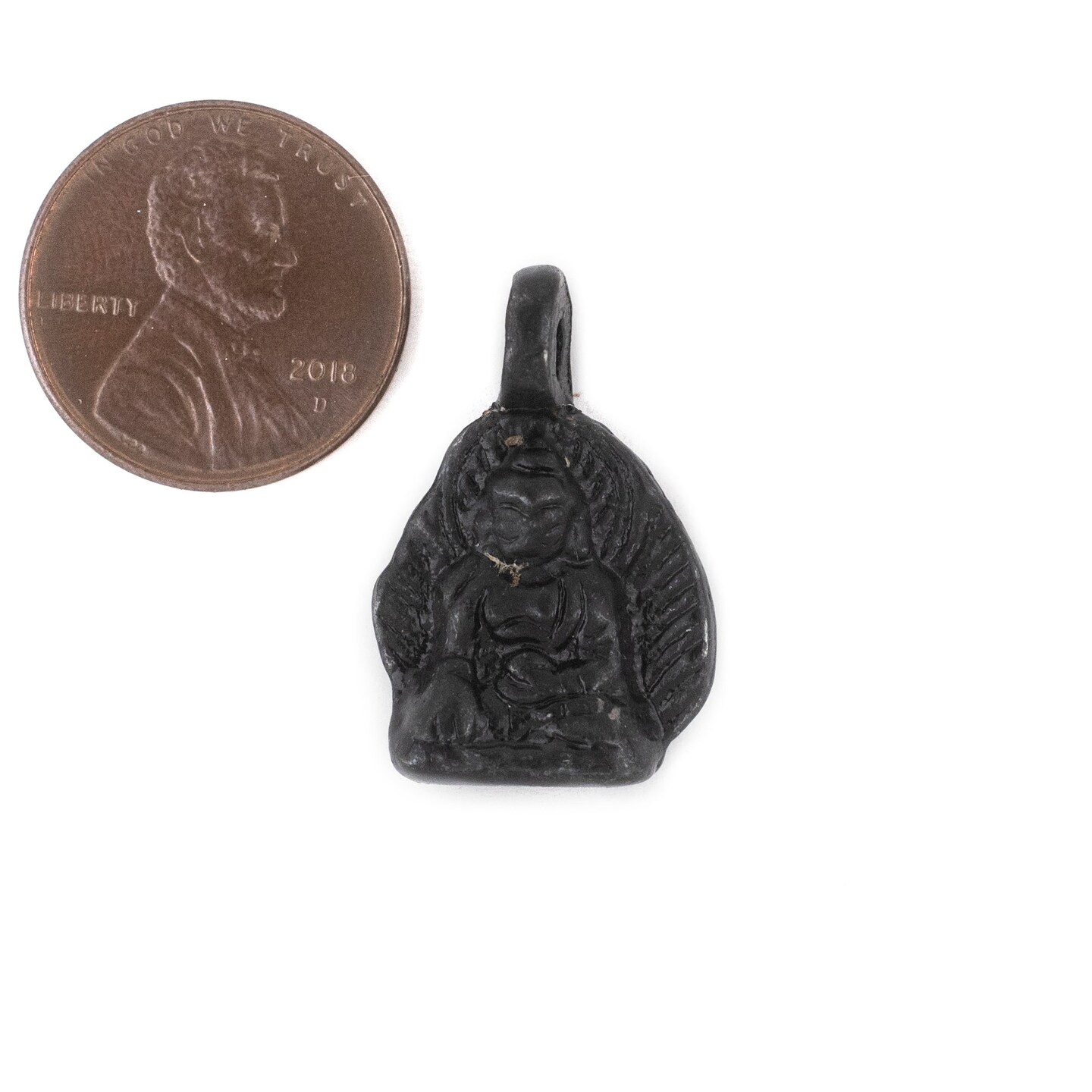 TheBeadChest Midnight Black Buddha Pendant (16x25mm)