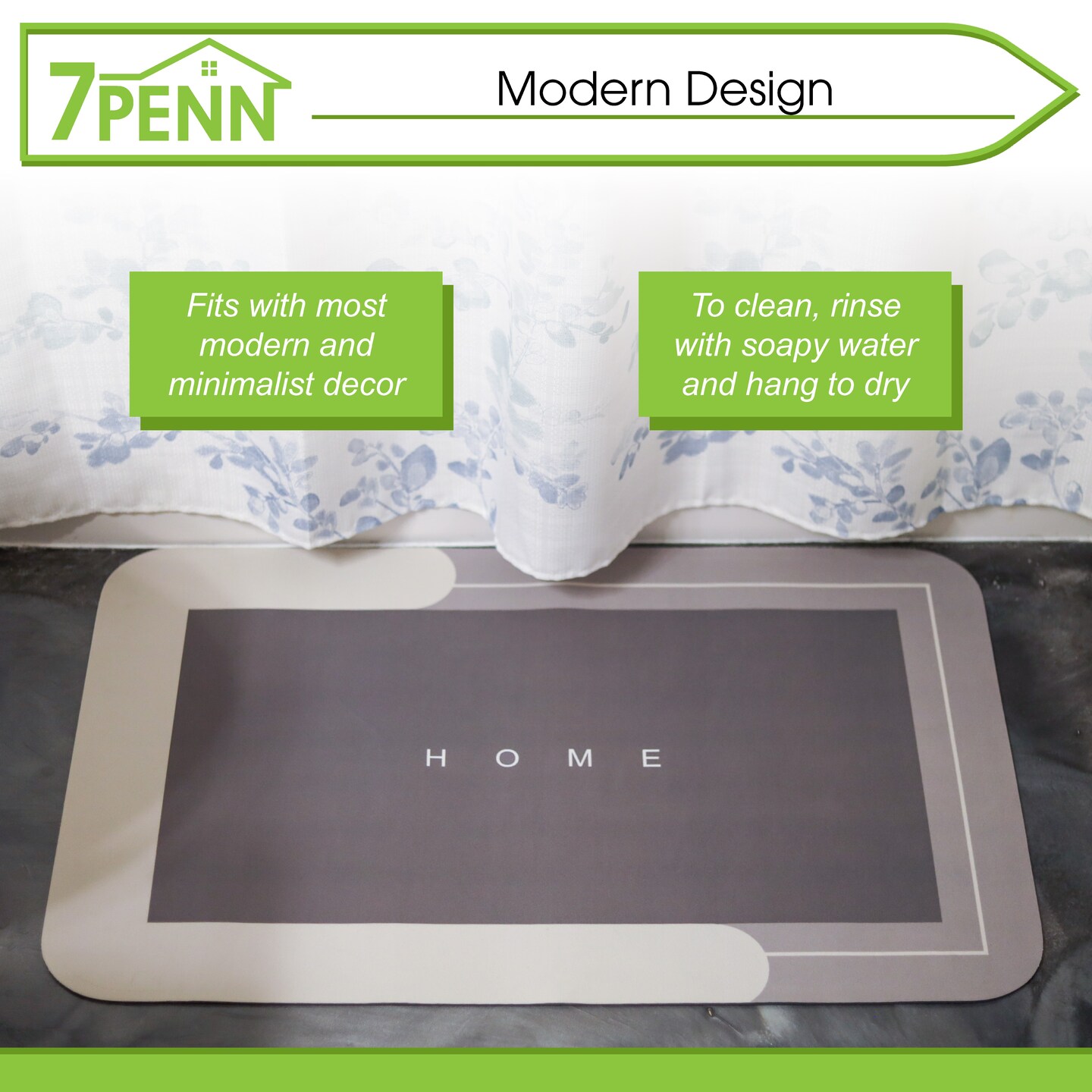 7Penn Non Slip Bathroom Mat - Quick Drying Bathroom Shower Rug - 20 x 31 Inch