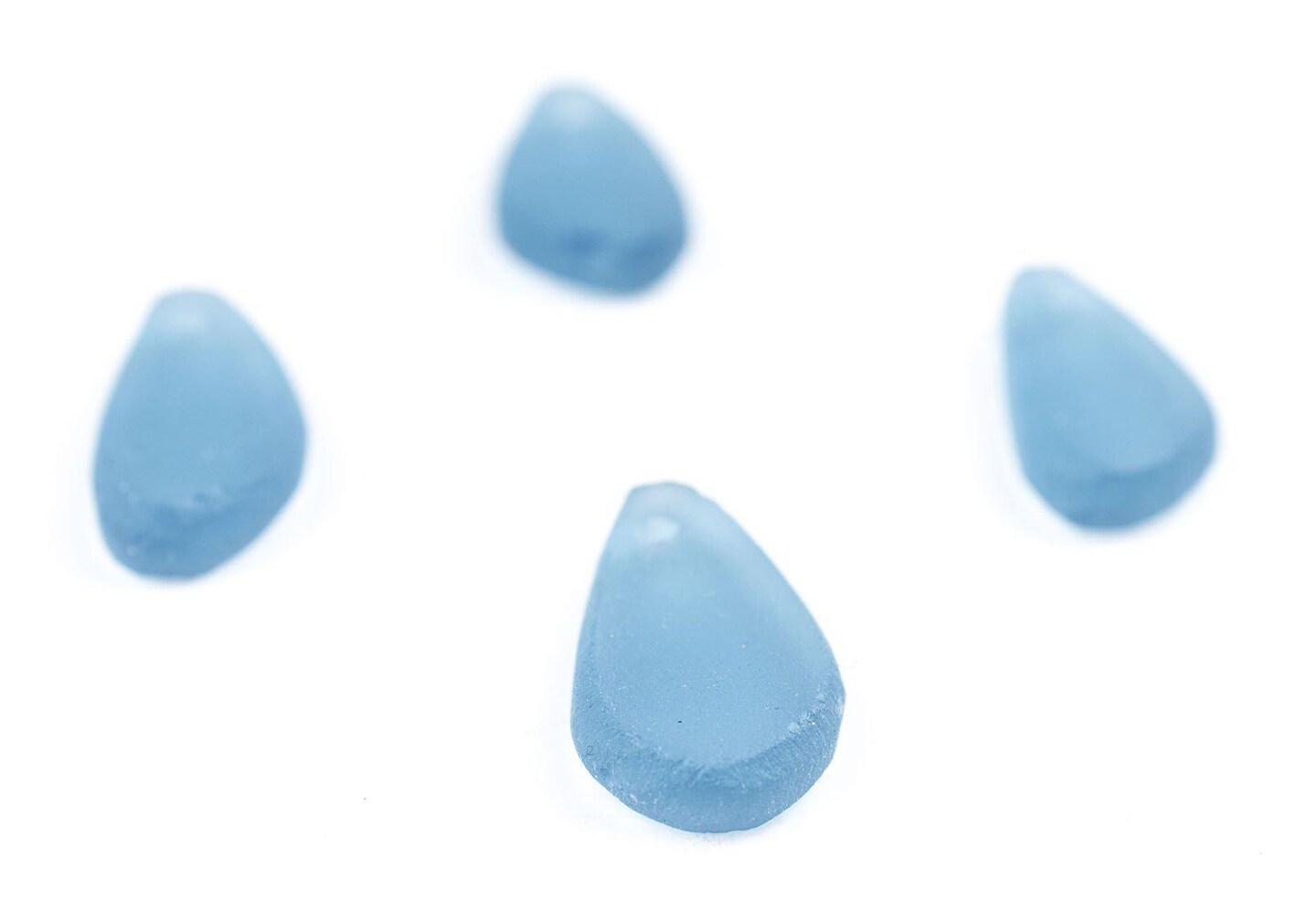 TheBeadChest Teardrop Sea Glass Pendants, Frosted Matte Eco-Friendly Translucent Recycled Glass Charms for Jewelry &#x26; Necklace Making