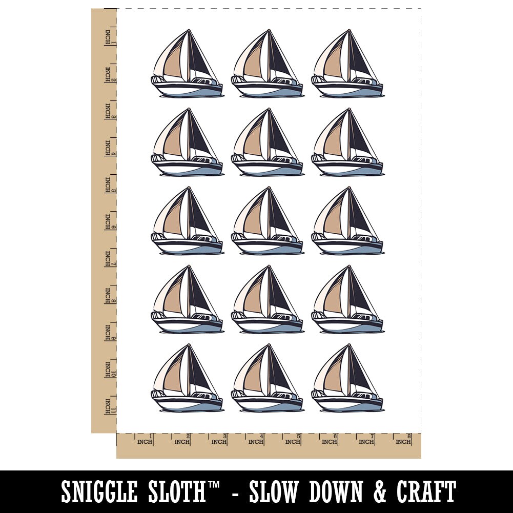 Simple Sailboat on Ocean Water Temporary Tattoo Water Resistant Fake Body Art Set Collection (1 Sheet)