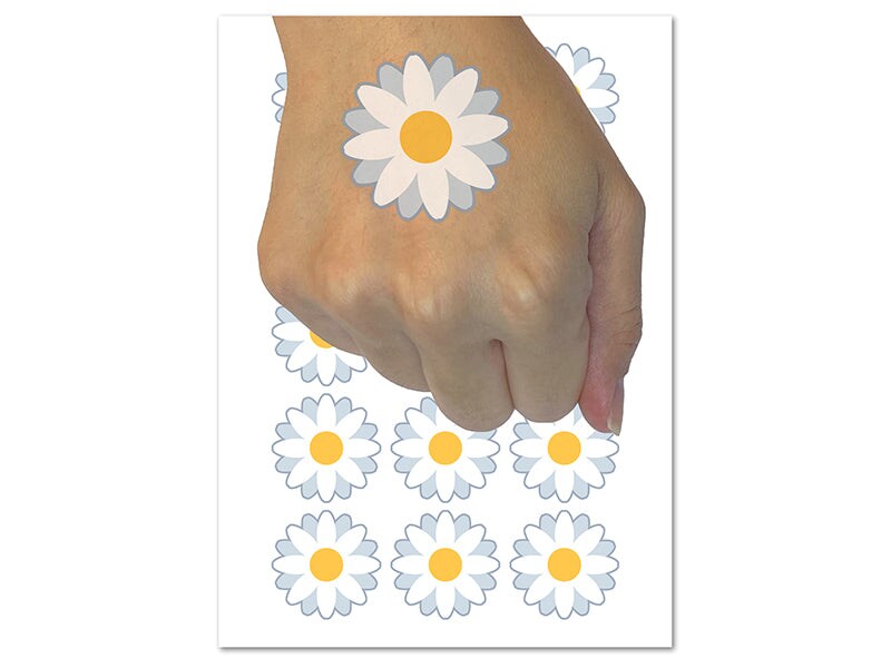 Single Daisy Flower Temporary Tattoo Water Resistant Fake Body Art Set Collection (1 Sheet)